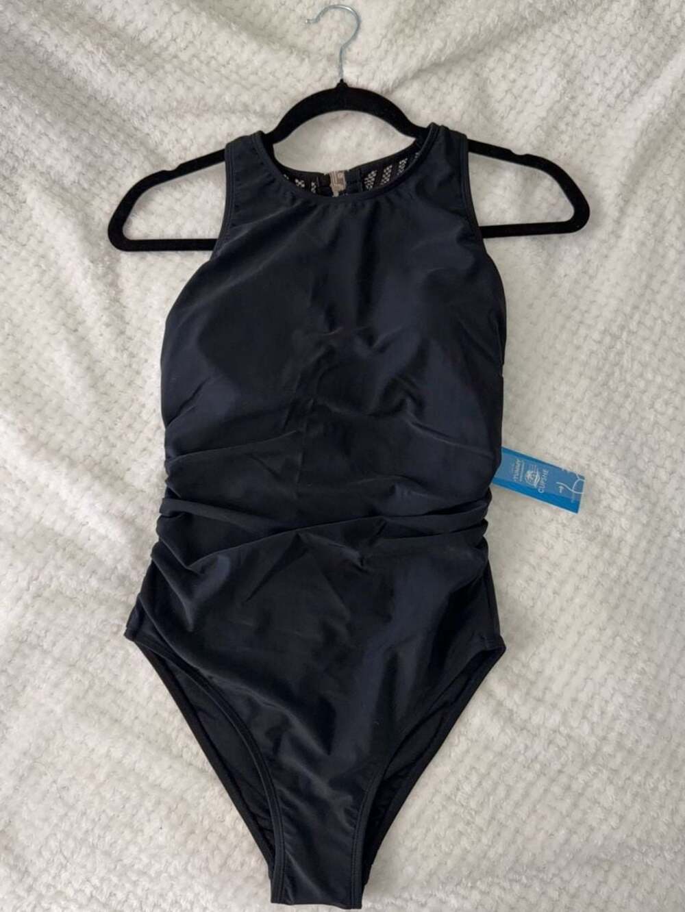 Cupshe Black Tummy Contouring One-Piece Swimsuit Size S